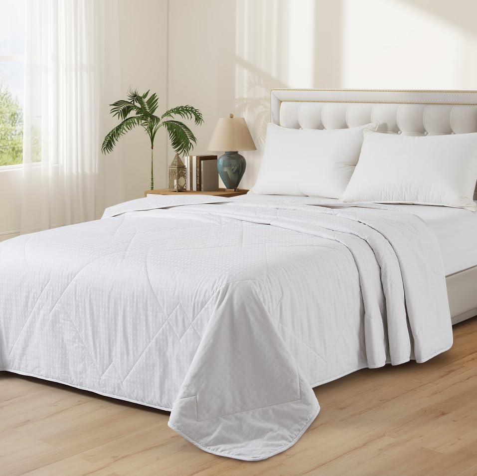 Lightweight White 100% Cotton Quilt, Comforter Queen Size