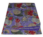 Kantha Fruit Screen Print Cotton Quilt Indian Bedspreads (Twin_Grey)