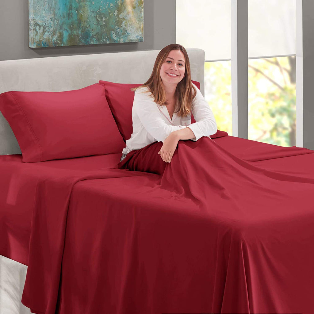 4PC Bed Sheet Set 100% Egyptian Cotton Sheets- 800 Thread Count, Hotel Quality Fits Mattress Up to 18'' Deep Pocket.
