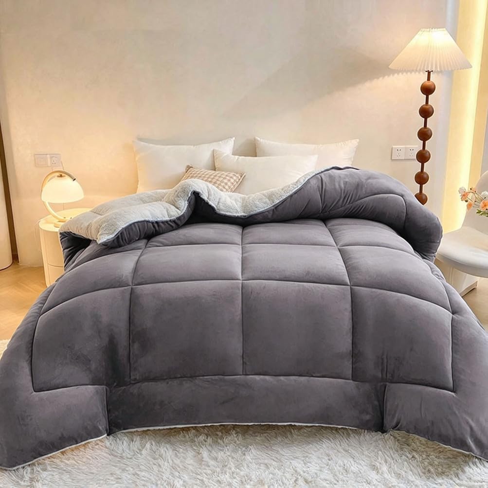 Warm Lamb Quilt Winter Blanket Heavy Warmth Luxury Duvet Double-Sided Velvet Quilt,180x220cm(3.5kg)