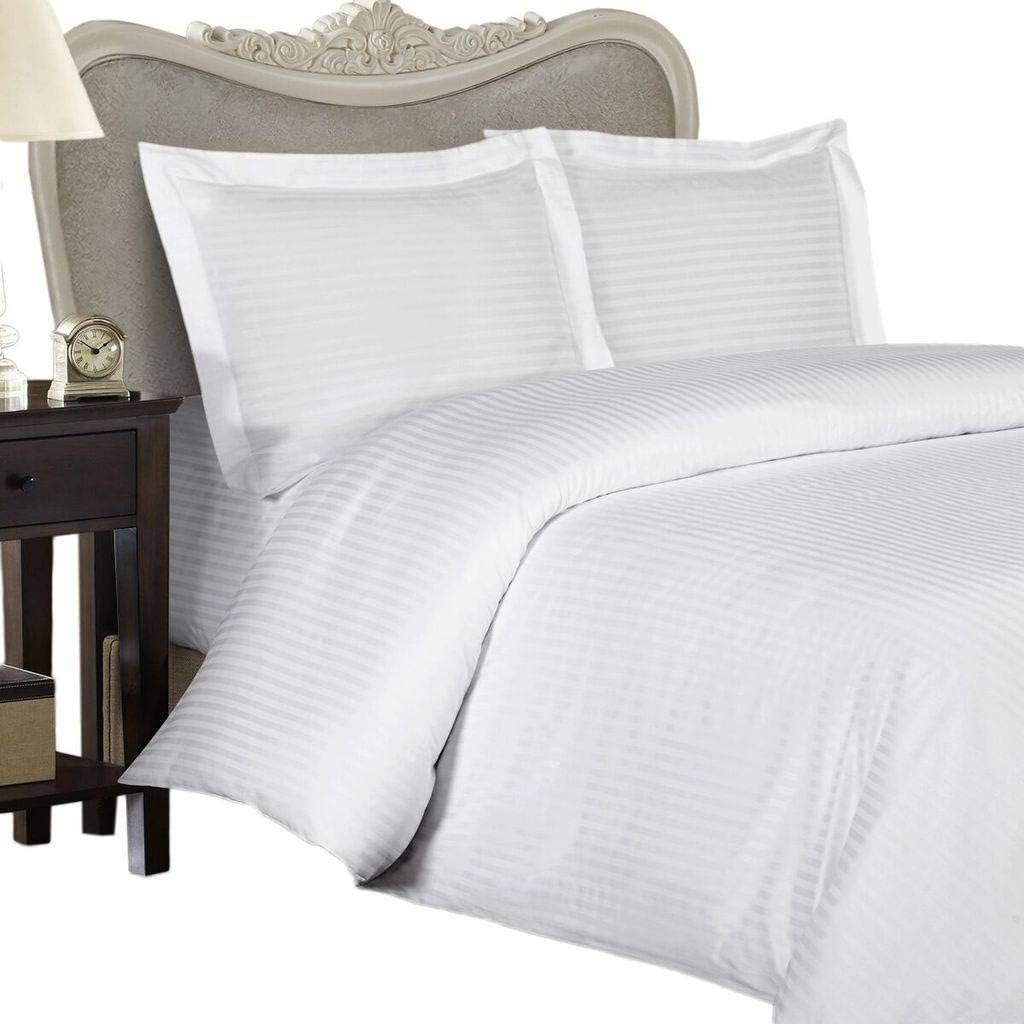 275 Thread Count Egyptian CottonKing Size, White Stripe, Duvet Cover Set