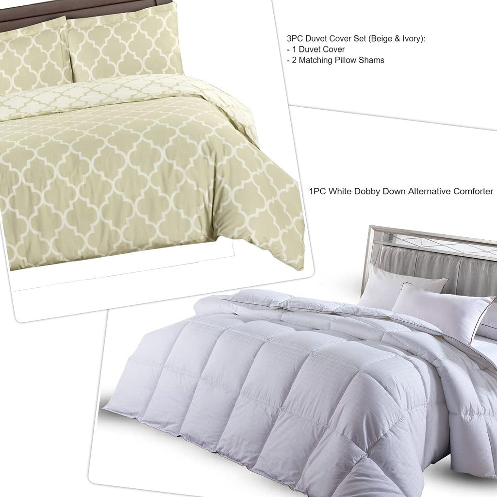 4PC Bedding Set- Duvet Cover and Duvet Insert Features Extra Warm