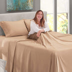 4PC Bed Sheet Set 100% Egyptian Cotton Sheets- 800 Thread Count, Hotel Quality Fits Mattress Up to 18'' Deep Pocket.
