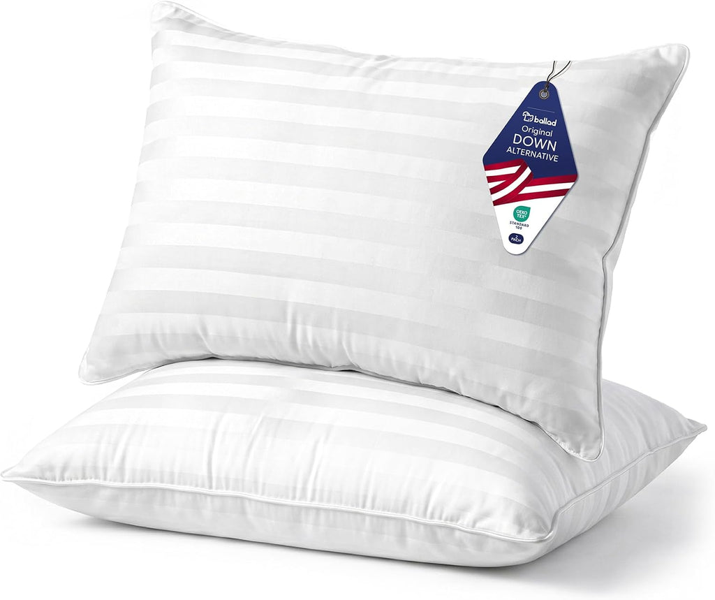 Bed Pillows Queen Size Set of 2, Cotton Cover