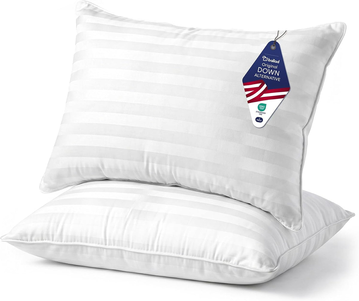 Bed Pillows Queen Size Set of 2, Cotton Cover