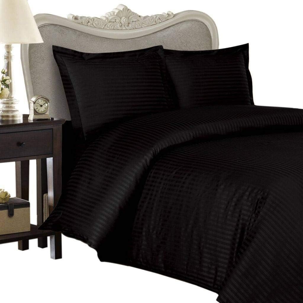 275 Thread Count Egyptian CottonKing Size, White Stripe, Duvet Cover Set
