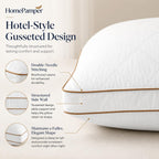 Pillows Queen Size Set of 2, Gusseted Pillow Set for Side Back Stomach Sleepers, White
