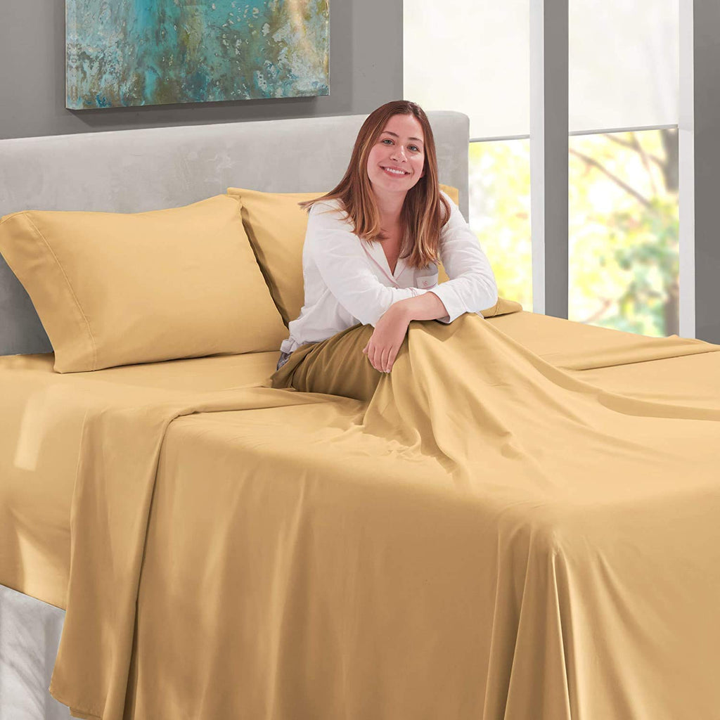 4PC Bed Sheet Set 100% Egyptian Cotton Sheets- 800 Thread Count, Hotel Quality Fits Mattress Up to 18'' Deep Pocket.