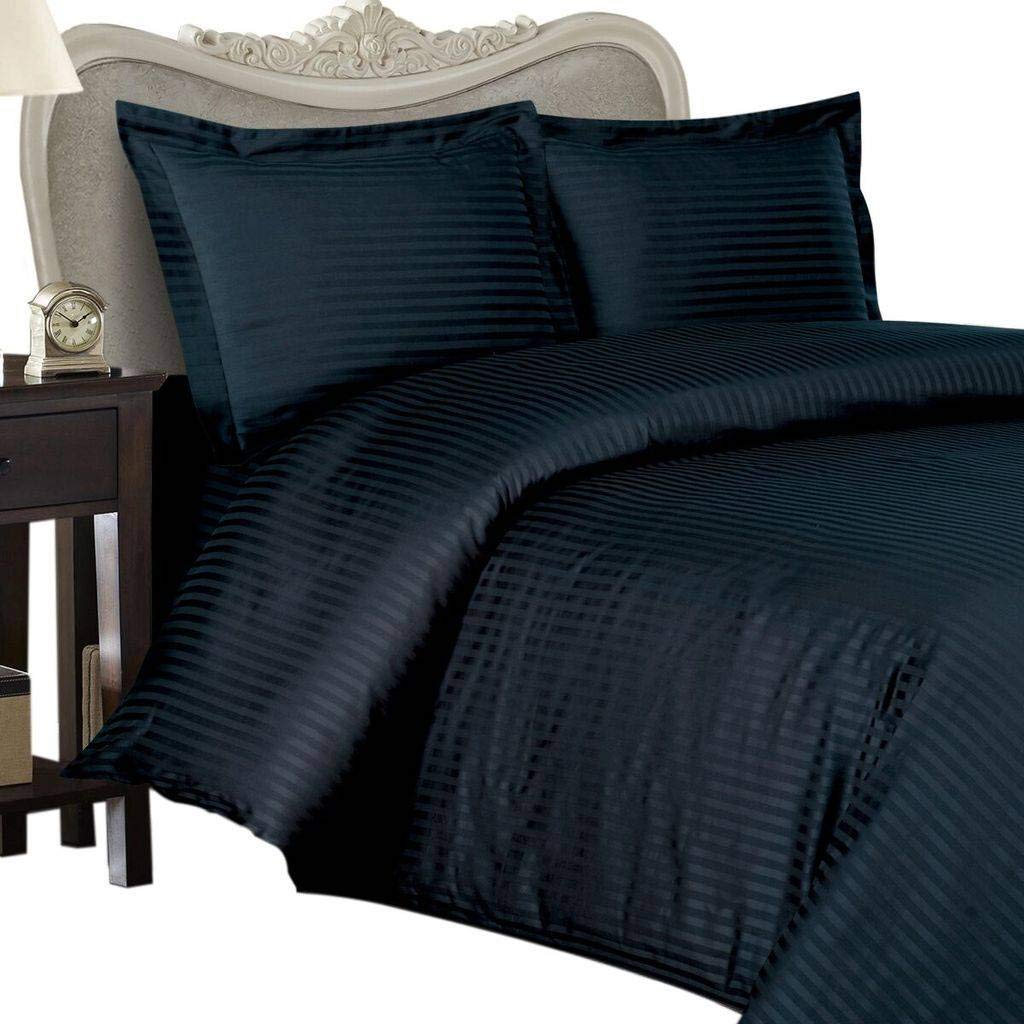275 Thread Count Egyptian CottonKing Size, White Stripe, Duvet Cover Set