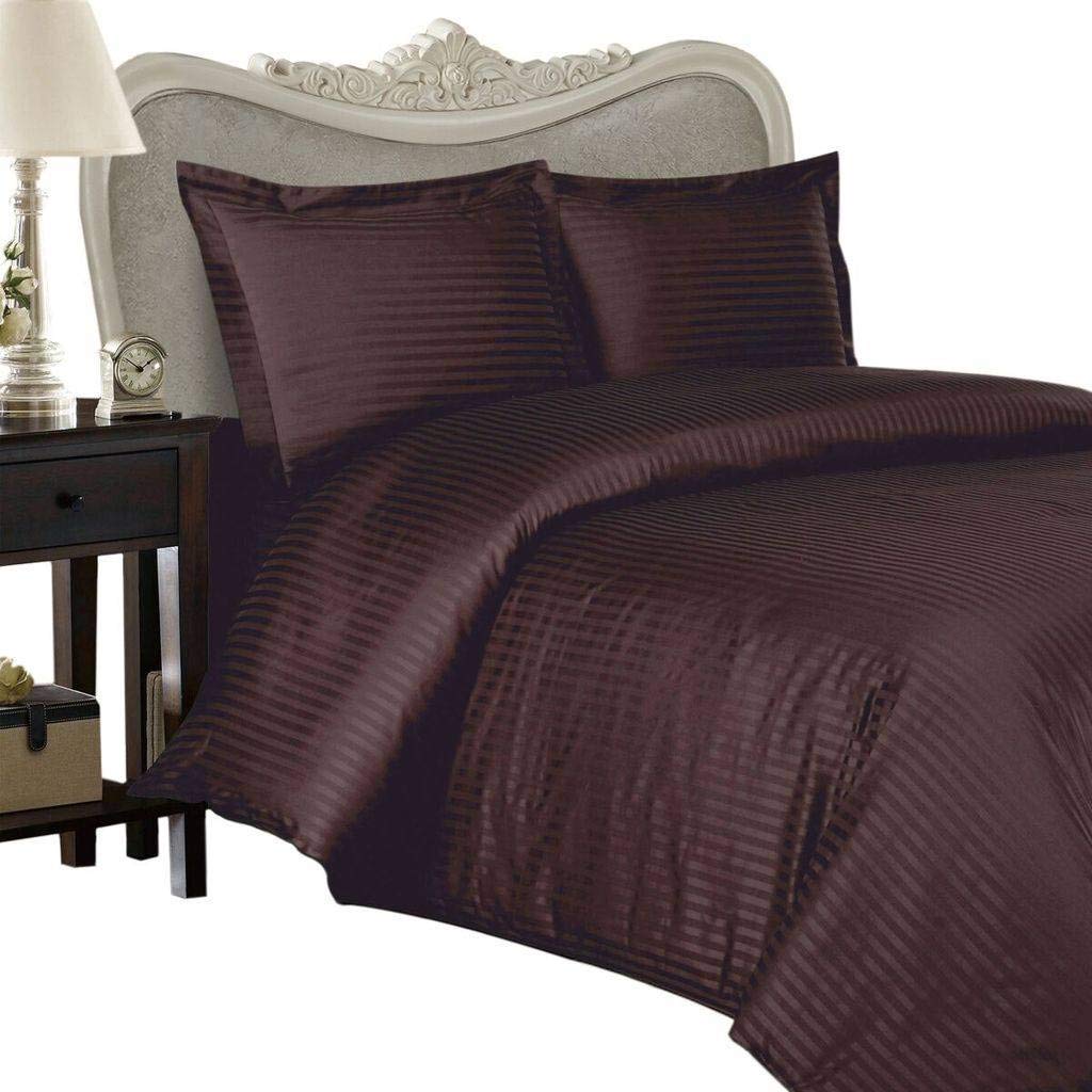 275 Thread Count Egyptian CottonKing Size, White Stripe, Duvet Cover Set