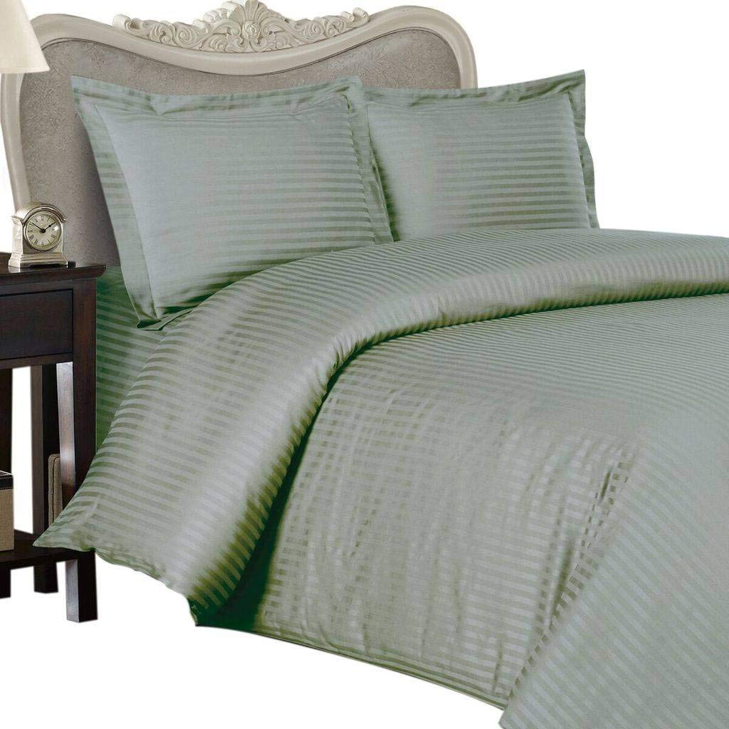 275 Thread Count Egyptian CottonKing Size, White Stripe, Duvet Cover Set