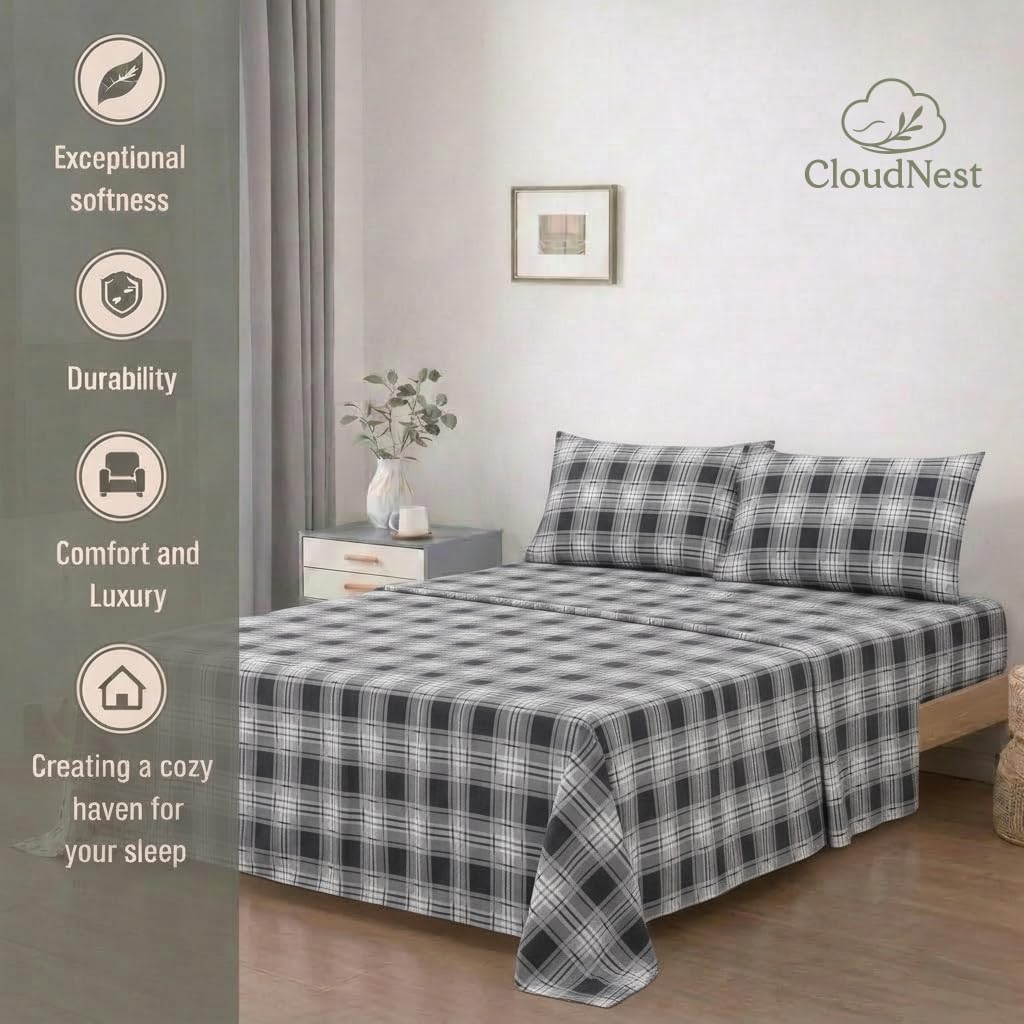 100% Turkish Cotton Flannel Sheets Queen Size 4 Piece