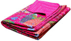 Kantha Fruit Screen Print Cotton Quilt Indian Bedspreads (Twin_Grey)