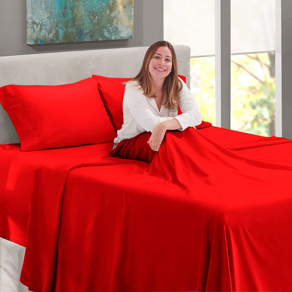 4PC Bed Sheet Set 100% Egyptian Cotton Sheets- 800 Thread Count, Hotel Quality Fits Mattress Up to 18'' Deep Pocket.