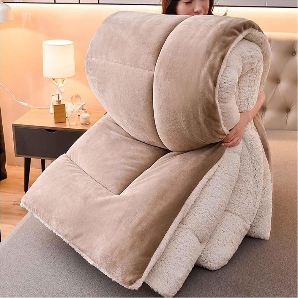 Warm Lamb Quilt Winter Blanket Heavy Warmth Luxury Duvet Double-Sided Velvet Quilt,180x220cm(3.5kg)