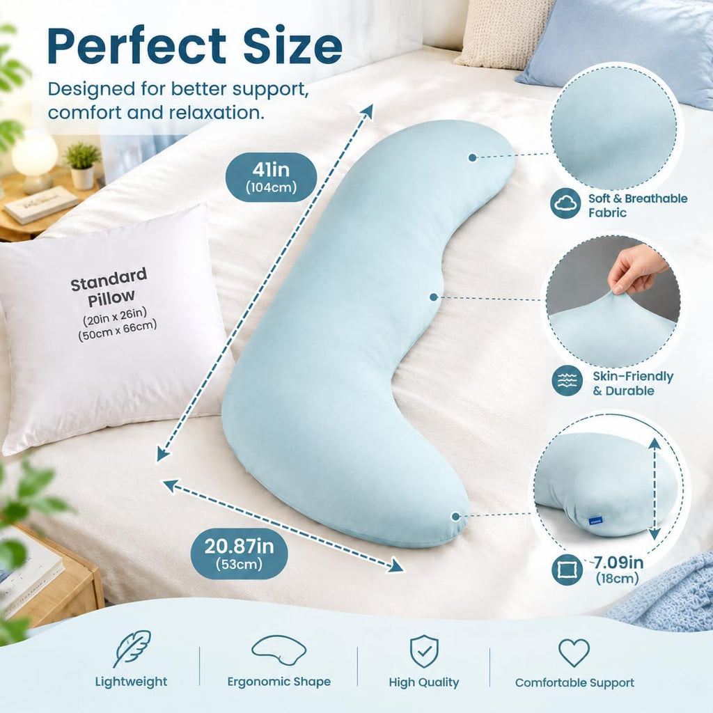 Pea Pod Shaped Long Body Pillow with Shredded Memory Foam