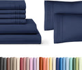 6 Piece Navy Blue Queen Size Bed Sheet Set, Fitted Sheet 60 x 80 and 6 Pillowcases 20 x 30