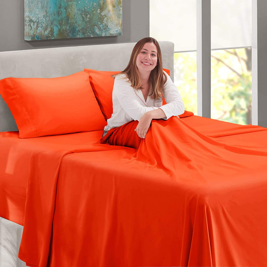 4PC Bed Sheet Set 100% Egyptian Cotton Sheets- 800 Thread Count, Hotel Quality Fits Mattress Up to 18'' Deep Pocket.