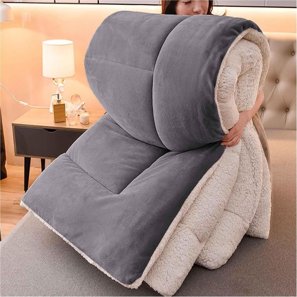 Warm Lamb Quilt Winter Blanket Heavy Warmth Luxury Duvet Double-Sided Velvet Quilt,180x220cm(3.5kg)