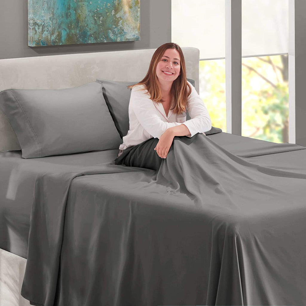 4PC Bed Sheet Set 100% Egyptian Cotton Sheets- 800 Thread Count, Hotel Quality Fits Mattress Up to 18'' Deep Pocket.
