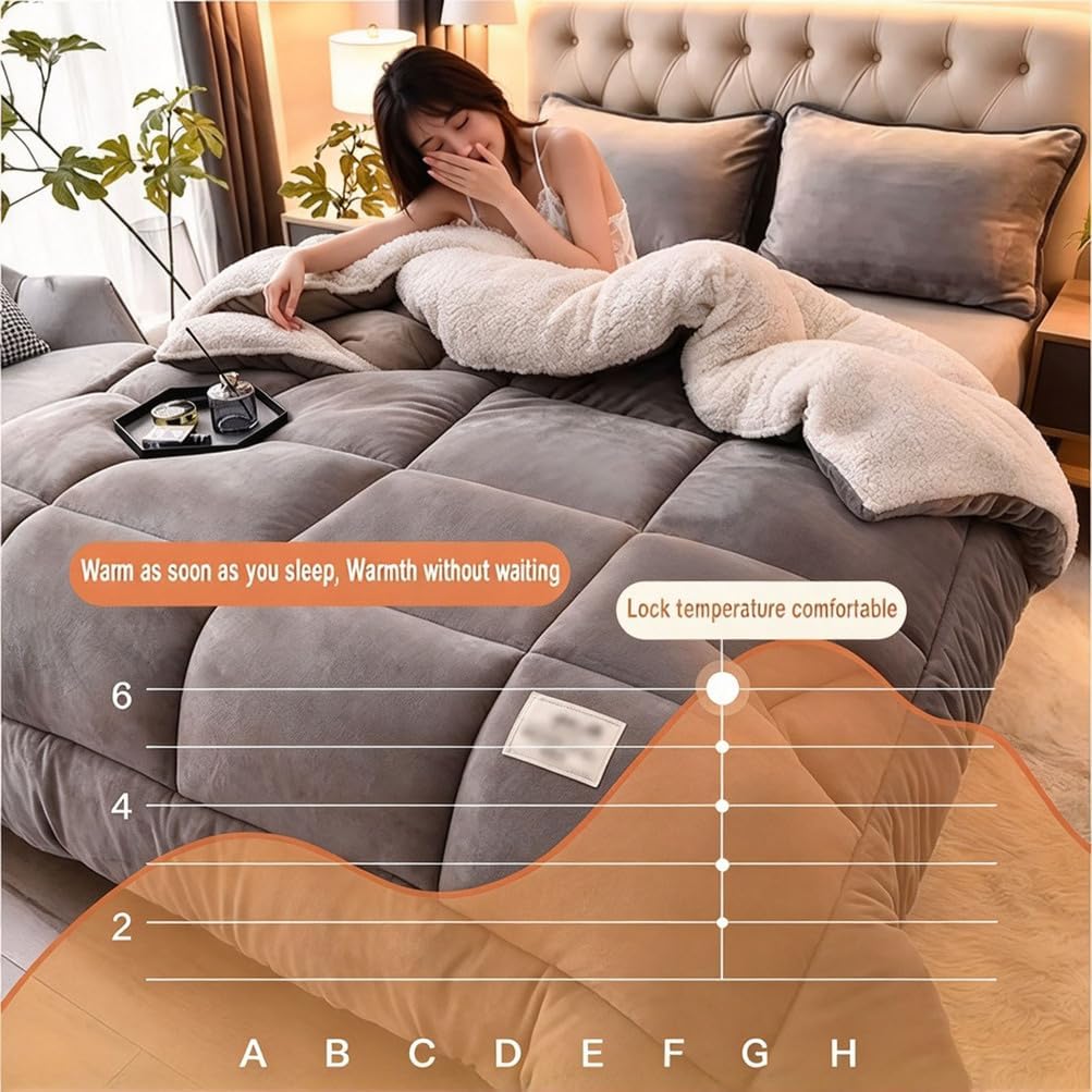 Warm Lamb Quilt Winter Blanket Heavy Warmth Luxury Duvet Double-Sided Velvet Quilt,180x220cm(3.5kg)