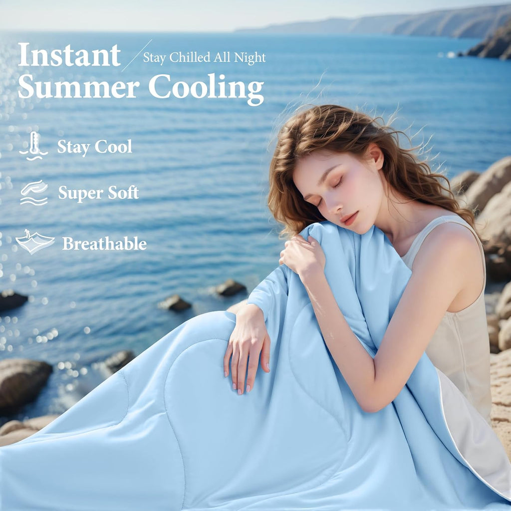 Cooling Comforter Queen Size, Cooling Blankets for Hot Sleepers 90"×90" Inches