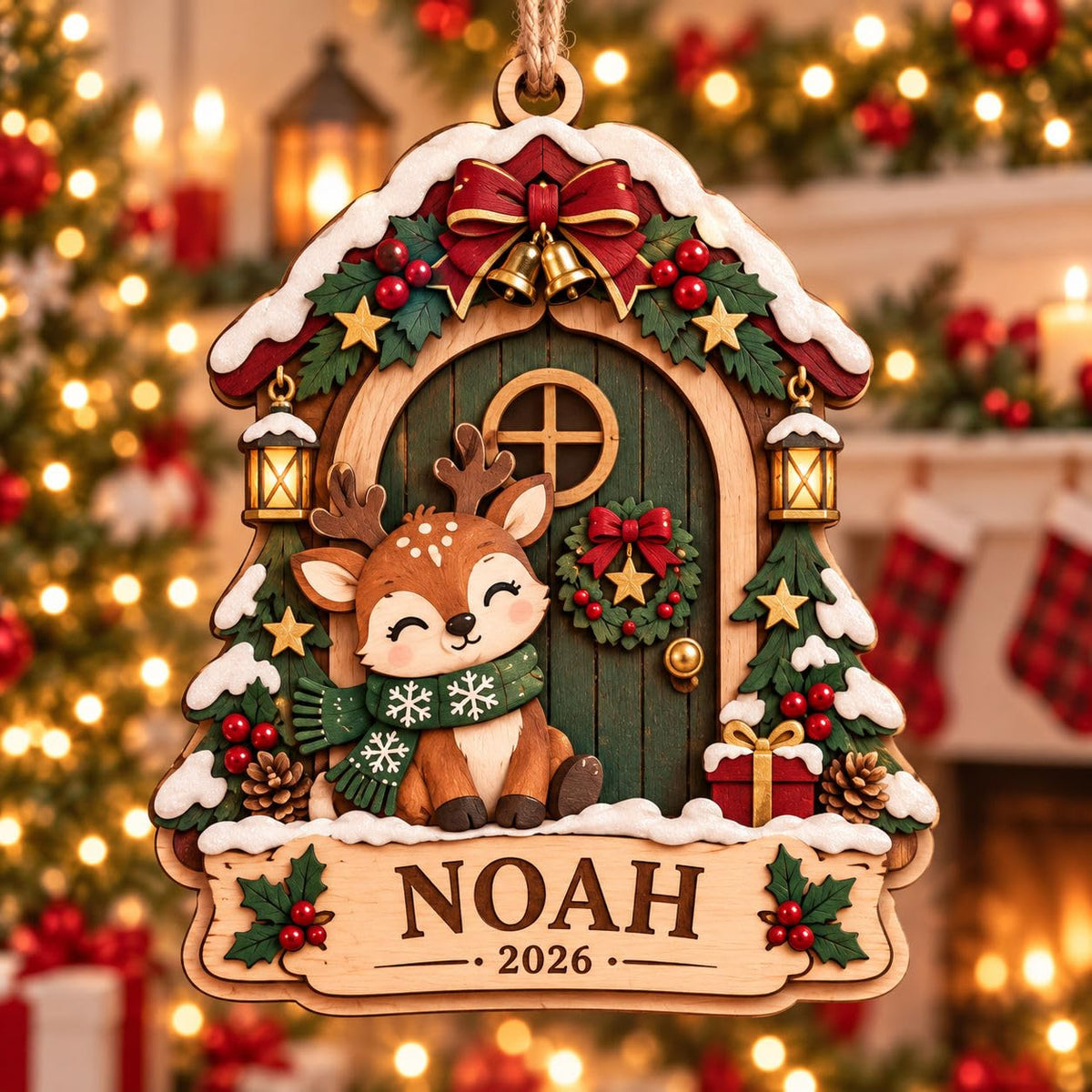Custom Wood Family Hanging Decor with Name for Parents, Grandparents, Baby