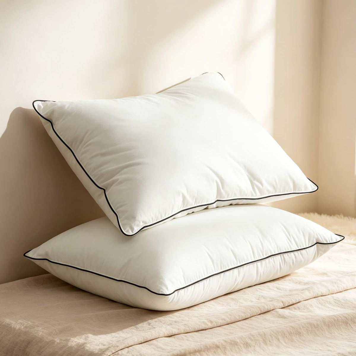 Goose Feather Down Pillows King Size Set of 2,Support for Side Sleepers