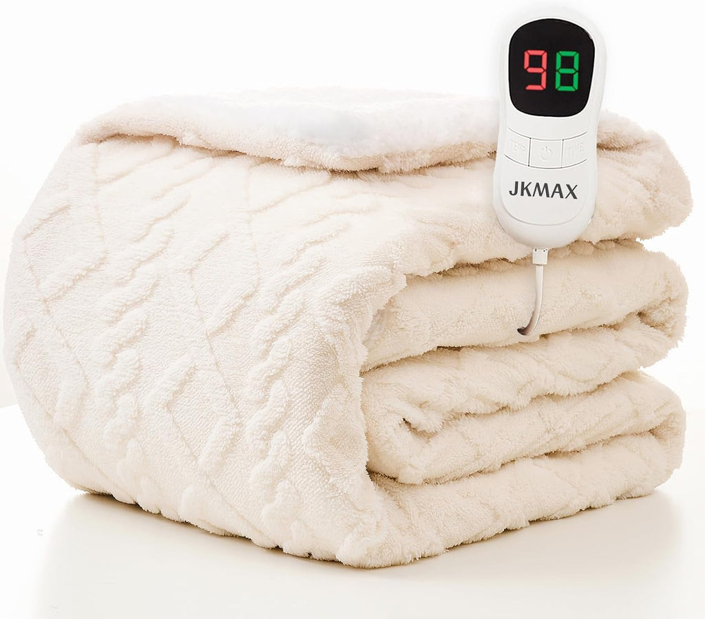 Heated Blanket Twin Size-62"x84" Heating Blanket with 8H Auto-Off Overheat Protection