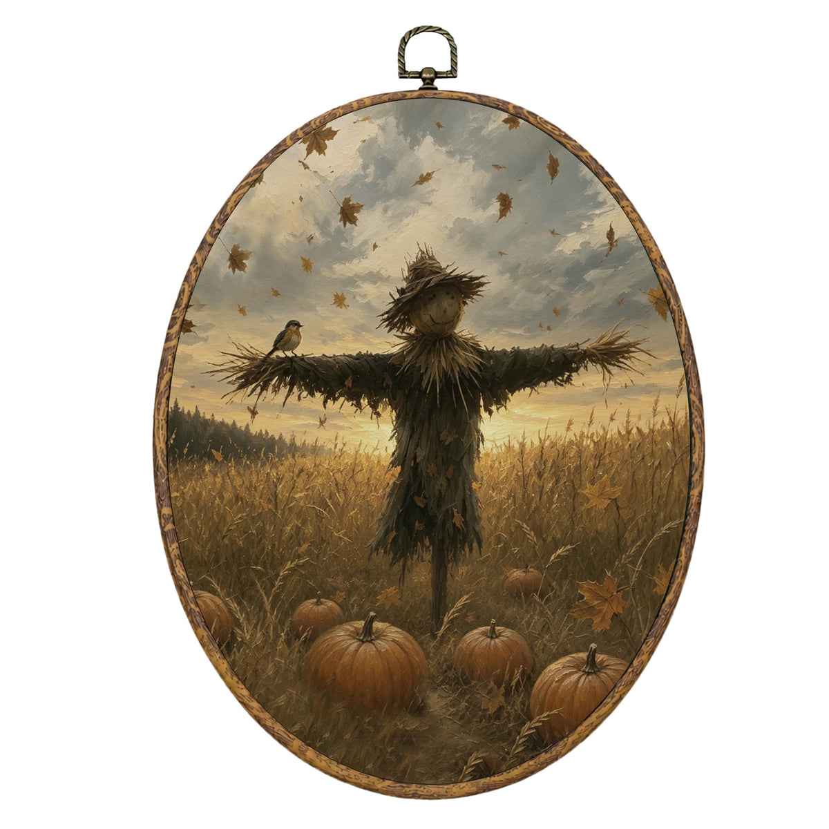 Christian Fall Pumpkin Oval Framed Wall Art Decor 8.6x11.4