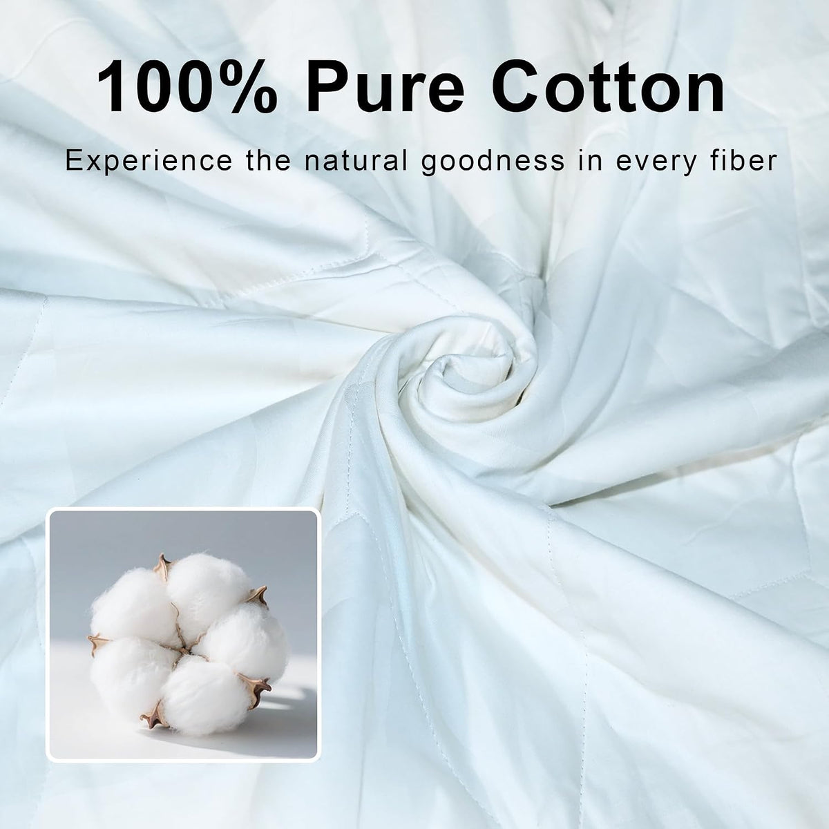 Lightweight White 100% Cotton Quilt, Comforter Queen Size