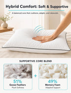 Pillows, King Size Set of 2, Organic Cotton Cover