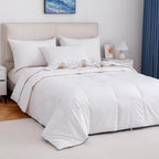 Lightweight Goose Down Fiber Comforter King Size, Breathable Summer Duvet Insert, (106"x90", White)