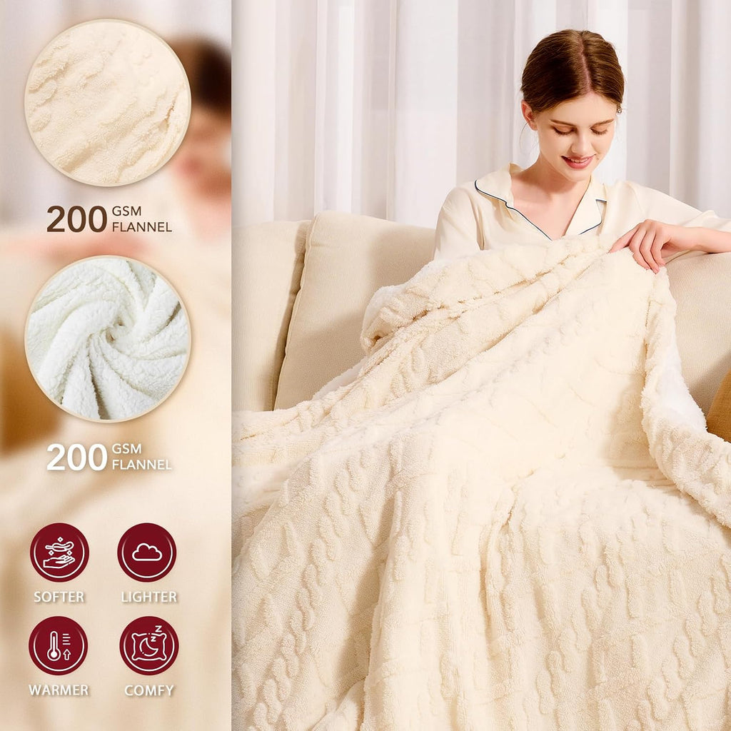Heated Blanket Twin Size-62"x84" Heating Blanket with 8H Auto-Off Overheat Protection
