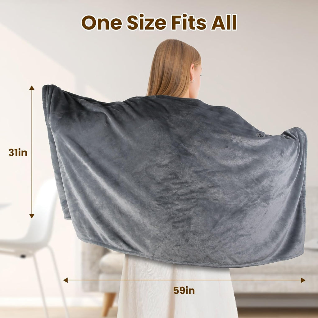Heated Blanket Throw Blanket, Soft Warm Flannel Heating Blanket with Zipper for Neck, Shoulder and Back (59"x31")
