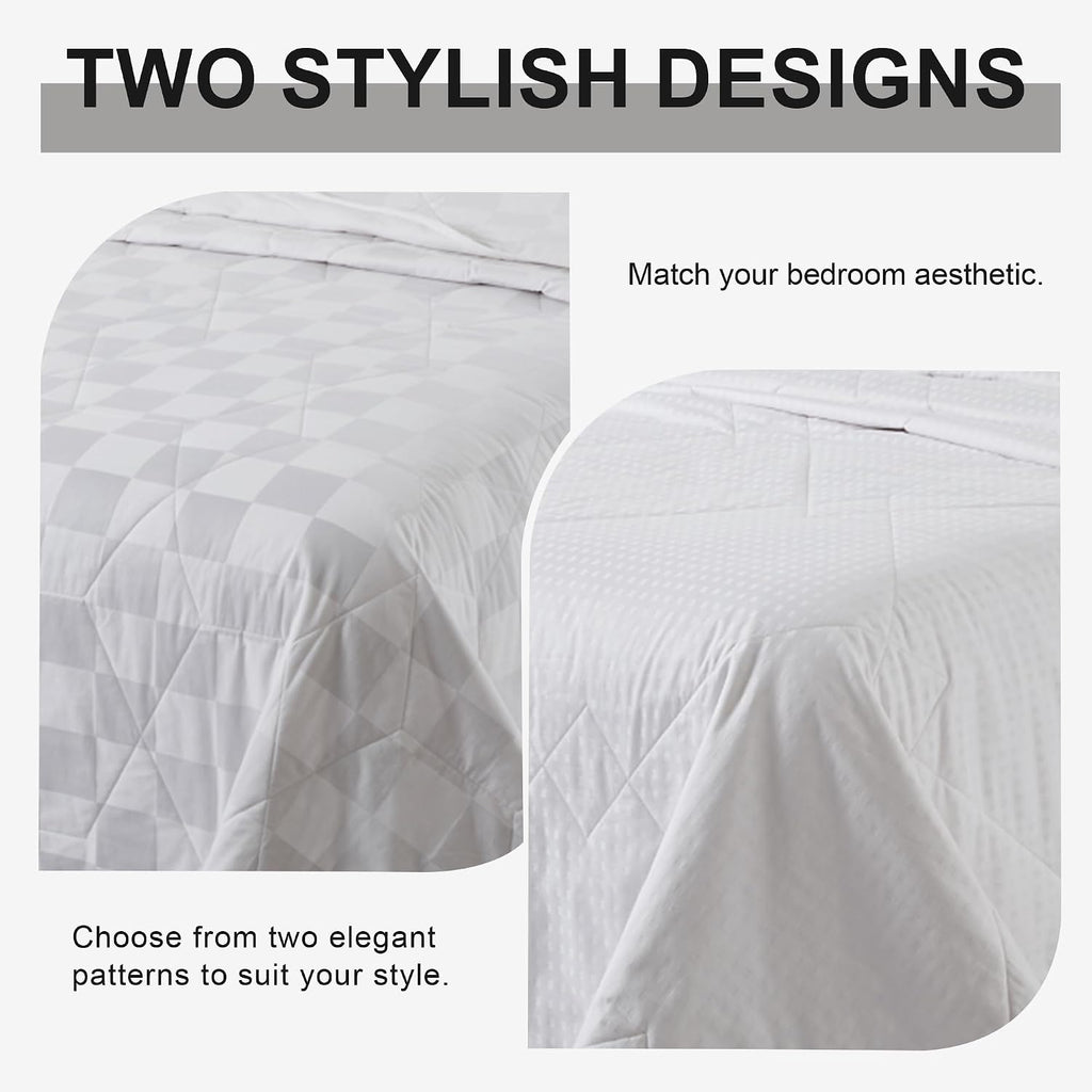 Lightweight White 100% Cotton Quilt, Comforter Queen Size