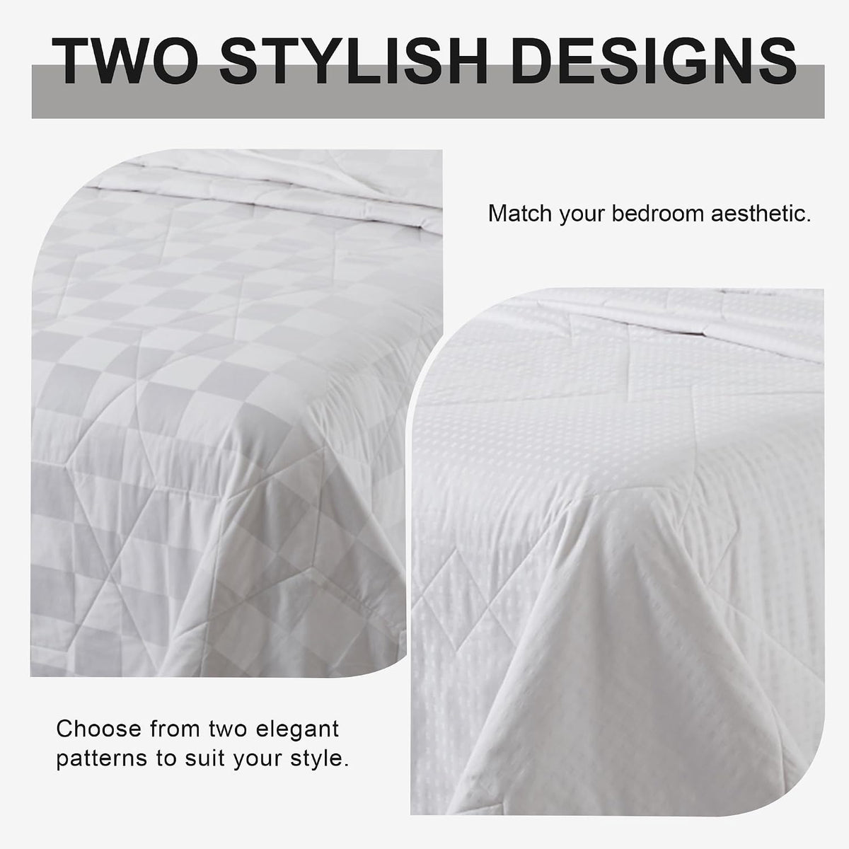 Lightweight White 100% Cotton Quilt, Comforter Queen Size