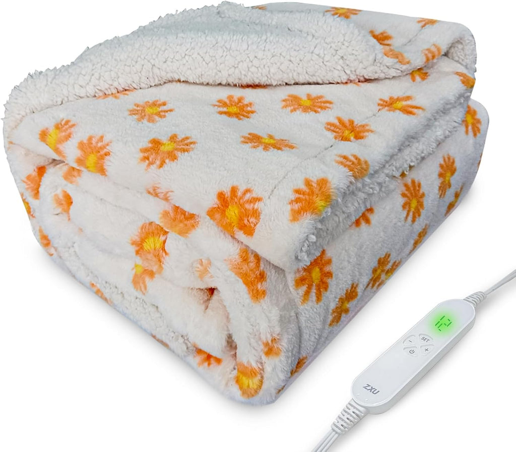 Heated Blanket Electric Throw Blanket- Ultra Soft Cozy Sherpa Heating Blanket,50" x 60" Fast Heating Blanket,