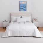 Lightweight Goose Down Fiber Comforter King Size, Breathable Summer Duvet Insert, (106"x90", White)