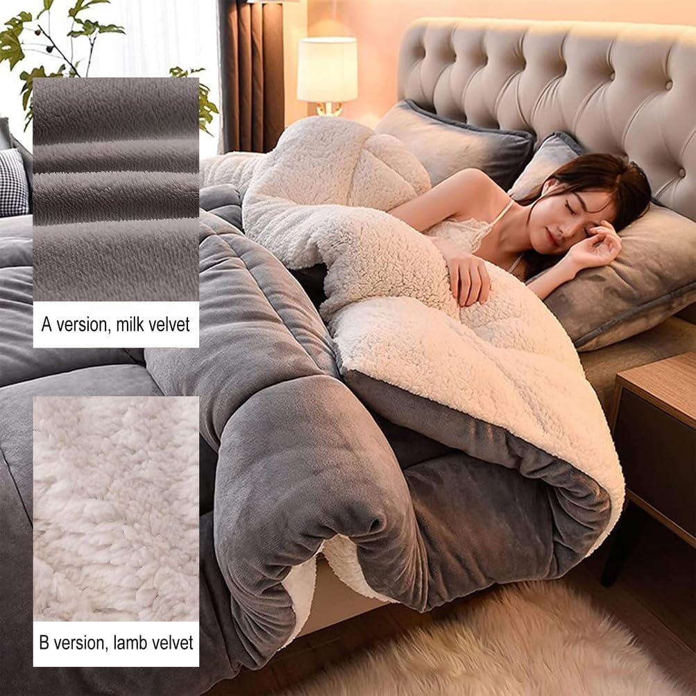Warm Lamb Quilt Winter Blanket Heavy Warmth Luxury Duvet Double-Sided Velvet Quilt,180x220cm(3.5kg)