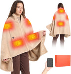 Heated Blanket Battery with Fleece Lining; Portable Heated Shawl