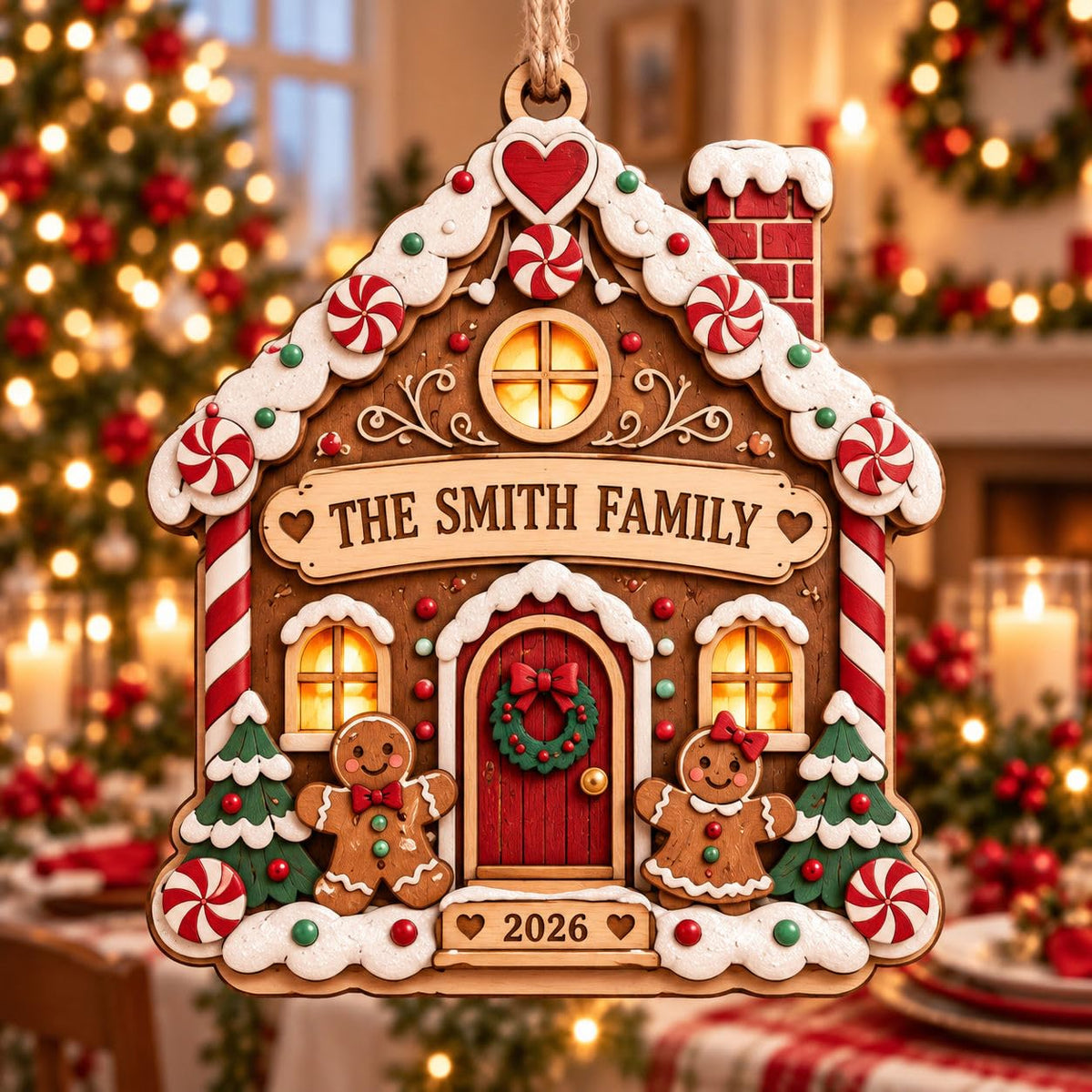 Custom Wood Family Hanging Decor with Name for Parents, Grandparents, Baby