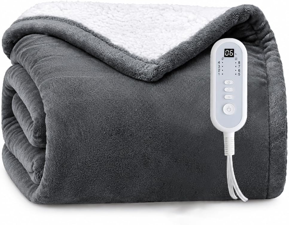 Flannel Sherpa Heated Blanket Full