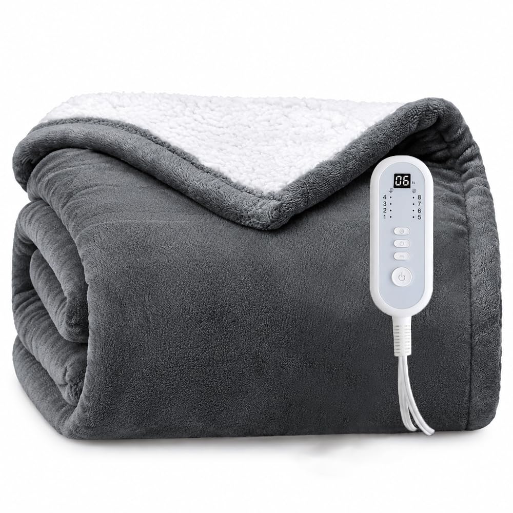 Flannel Sherpa Heated Blanket Full