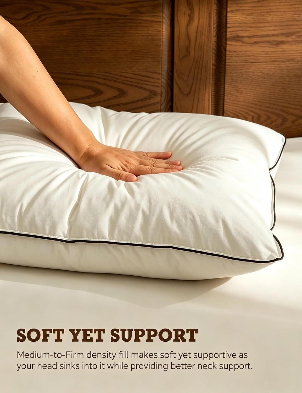 Goose Feather Down Pillows King Size Set of 2,Support for Side Sleepers