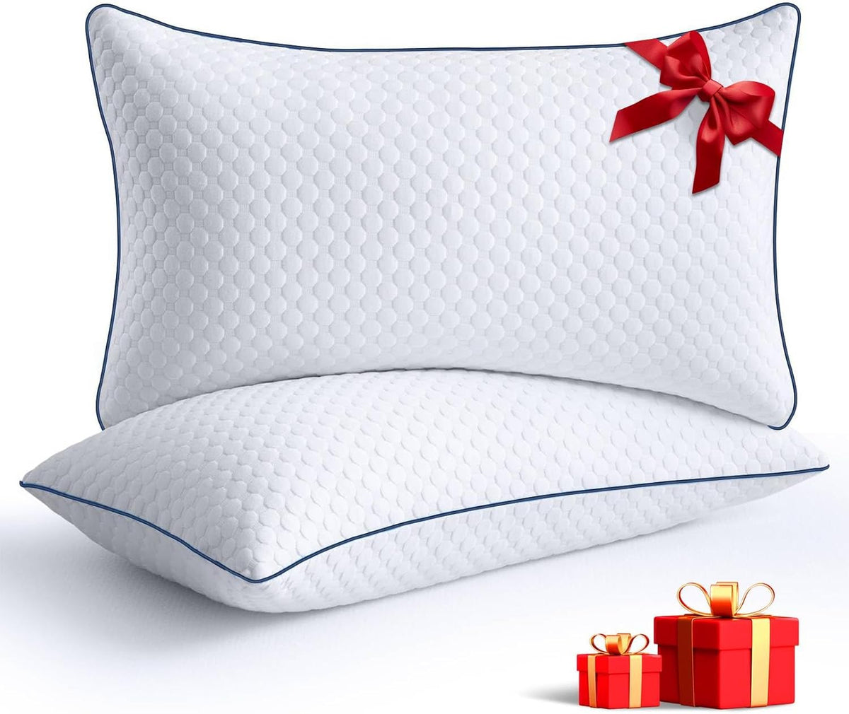 Memory Foam Pillows Queen Size Set of 2, Queen Pillows for Sleeping 2 Pack