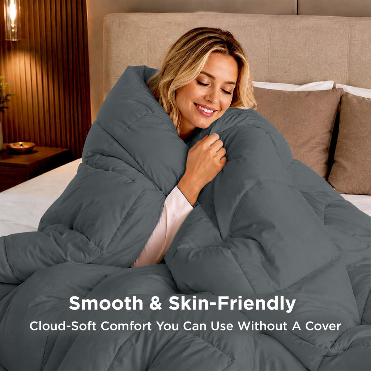 Ultra-Soft Goose Down Alternative Comforter, 350 GSM Plush Siliconized Fiberfill Superior Comfy and Cozy Feel