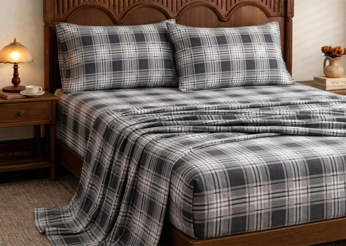 100% Turkish Cotton Flannel Sheets Queen Size 4 Piece