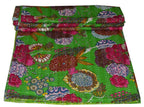 Kantha Fruit Screen Print Cotton Quilt Indian Bedspreads (Twin_Grey)