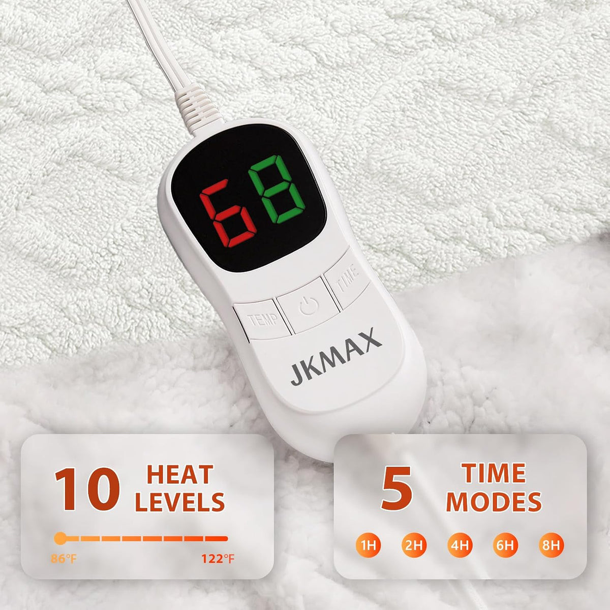 Heated Blanket Twin Size-62"x84" Heating Blanket with 8H Auto-Off Overheat Protection